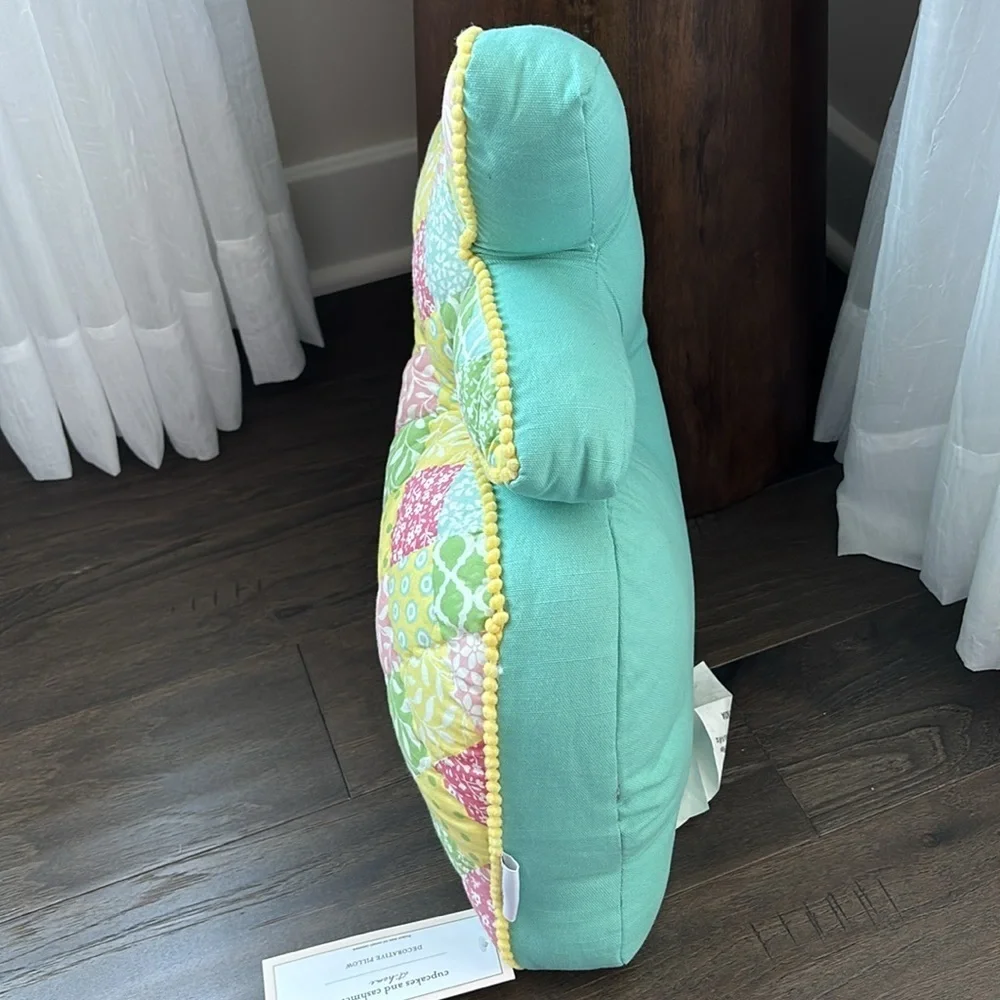 Bunny Shape Pastel Quilted Pom Pom trim throw decor pillow,Easter,Spring,rabbit